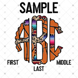 Custom Transfer 0021 - Serape & Leopard Basketball Monogram