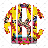 Custom Transfer 0022 - Serape & Leopard Softball Monogram