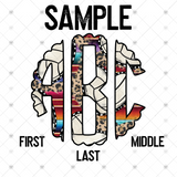 Custom Transfer 0024 - Serape & Leopard Volleyball Monogram
