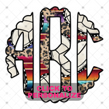 Custom Transfer 0024 - Serape & Leopard Volleyball Monogram