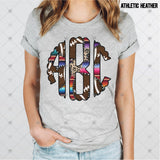 Custom Transfer 0025 - Serape & Leopard Football Monogram