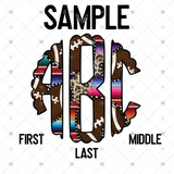 Custom Transfer 0025 - Serape & Leopard Football Monogram