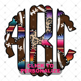 Custom Transfer 0025 - Serape & Leopard Football Monogram