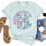Custom Transfer 0031 - Pale Blue Sweet Floral Spring Faux Embroidery