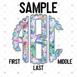 Custom Transfer 0031 - Pale Blue Sweet Floral Spring Faux Embroidery