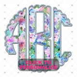 Custom Transfer 0031 - Pale Blue Sweet Floral Spring Faux Embroidery