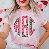 Custom Transfer 0035 - Leopard & Hearts Monogram