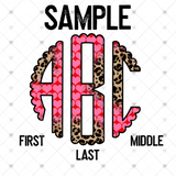 Custom Transfer 0035 - Leopard & Hearts Monogram
