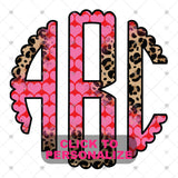 Custom Transfer 0035 - Leopard & Hearts Monogram