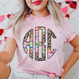 Custom Transfer 0036 - Conversational Hearts with Leopard & Serape Monogram