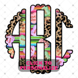 Custom Transfer 0036 - Conversational Hearts with Leopard & Serape Monogram
