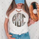 Custom Transfer 0037 - Leopard and Wood Baseball Monogram