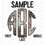 Custom Transfer 0037 - Leopard and Wood Baseball Monogram