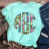 Custom Transfer 0039 - Sunflower Cow Turquoise and Serape Monogram