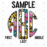 Custom Transfer 0039 - Sunflower Cow Turquoise and Serape Monogram