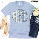 Custom Transfer 0046 - Blue Floral Cottagecore Monogram