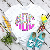 Custom Transfer 0048 - Pretty in Pink Back to School Monogram
