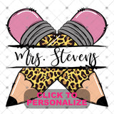 Custom Transfer 0051 - Teacher Crossed Pencils Custom Name