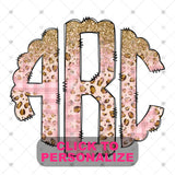 Custom Transfer 0057 - Mauve and Leopard Monogram