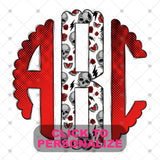 Custom Transfer 0058 - Valentine's Day Skulls Monogram