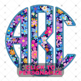 Custom Transfer 0062 - Midnight Floral Monogram