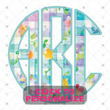 Custom Transfer 0064 - Spring Floral Plaid Monogram