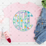Custom Transfer 0064 - Spring Floral Plaid Monogram