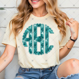 Custom Transfer 0065 - Turquoise Tile Monogram