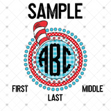 Custom Transfer 0067 - Read Across America Hat Monogram