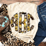 Custom Transfer 0068 - Cowhide & Sunflowers Monogram
