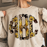 Custom Transfer 0068 - Cowhide & Sunflowers Monogram