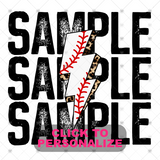 Custom Transfer 0070 - Leopard Sports Lightning Bolt Custom Text