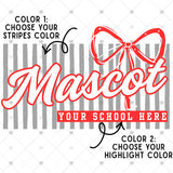 Custom Transfer 0049 - Stripes & Bow Custom Mascot