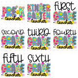 Transfer 000570 - Colorful Smile and Pencil Girl Teacher Grade Set