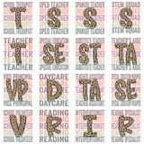 Transfer 000501 - Education Occupation Titles Stacked Word Art Leopard