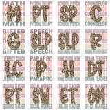 Transfer 000501 - Education Occupation Titles Stacked Word Art Leopard