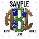 Custom Transfer 0007 - Blue Football Monogram
