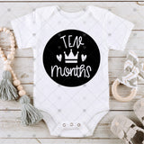Screen Print Transfer - SCR1705 Princess Crown Baby Milestone Set of 12 INFANT - Black