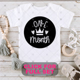 Screen Print Transfer - SCR1705 Princess Crown Baby Milestone Set of 12 INFANT - Black