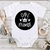 Screen Print Transfer - SCR1705 Princess Crown Baby Milestone Set of 12 INFANT - Black