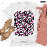Screen Print Transfer - SCR3488 12x12 Leopard PATTERN SHEET - Black & Bright Pink Full Color *HIGH HEAT*